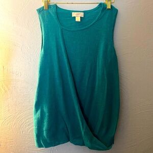 Loft teal cross fabric tank - med